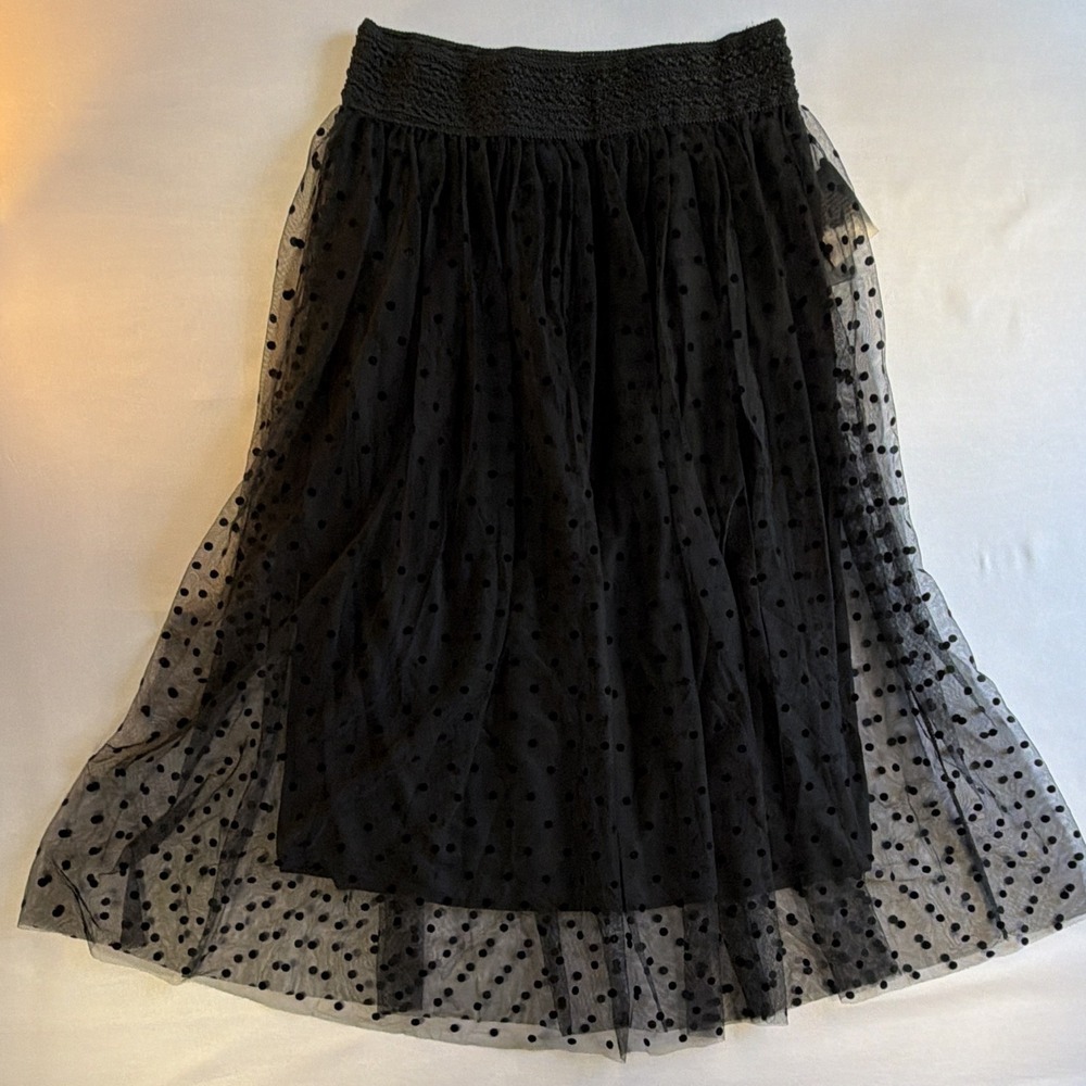 NWT MetroWear Women's Black Polka Dot Layered Tulle A-Line Skirt Size Medium